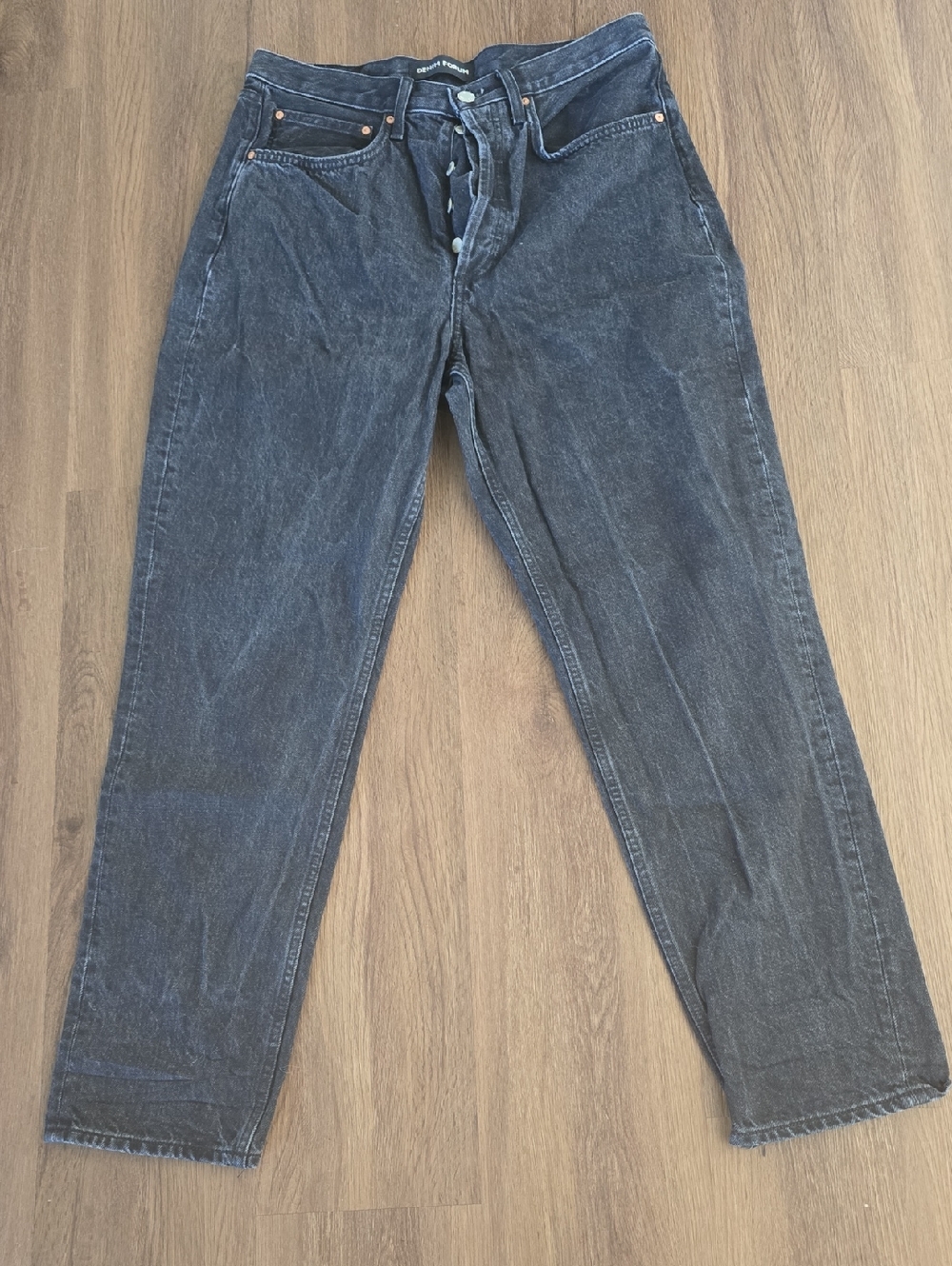 Denim Forum Women's Straight-Leg Jeans in Washed Black